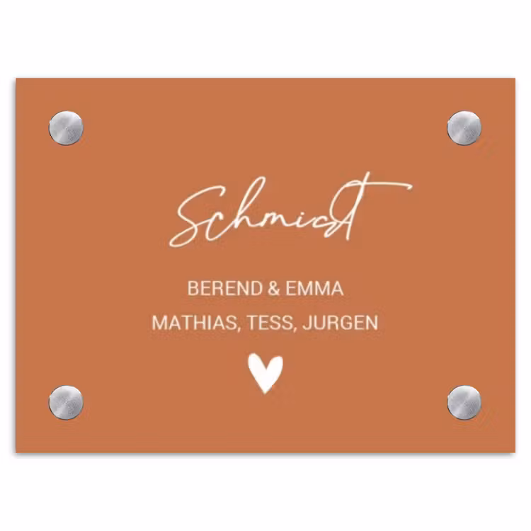 Terracotta - Sierlijk Naambord Rechthoek middel -3d
