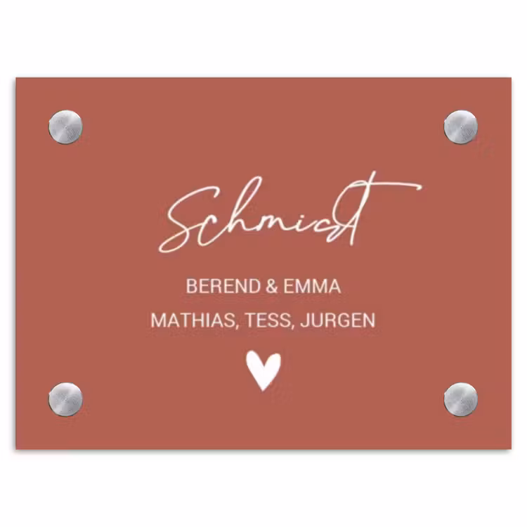 Terracotta - Sierlijk Naambord Rechthoek middel -3d