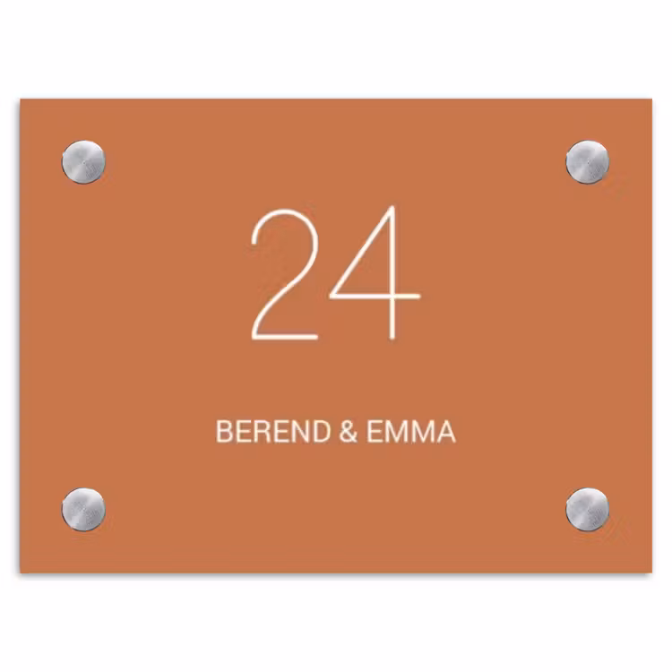 Terracotta - Klassiek Naambord Rechthoek middel -3d