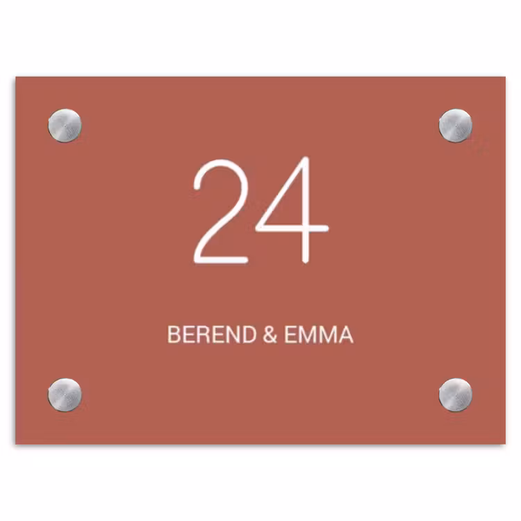 Terracotta - Klassiek Naambord Rechthoek middel -3d