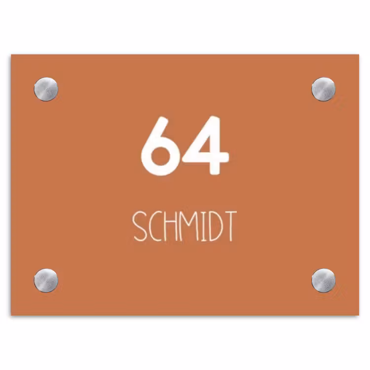 Terracotta - Modern Naambord Rechthoek middel -3d