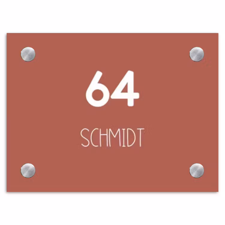 Terracotta - Modern Naambord Rechthoek middel -3d