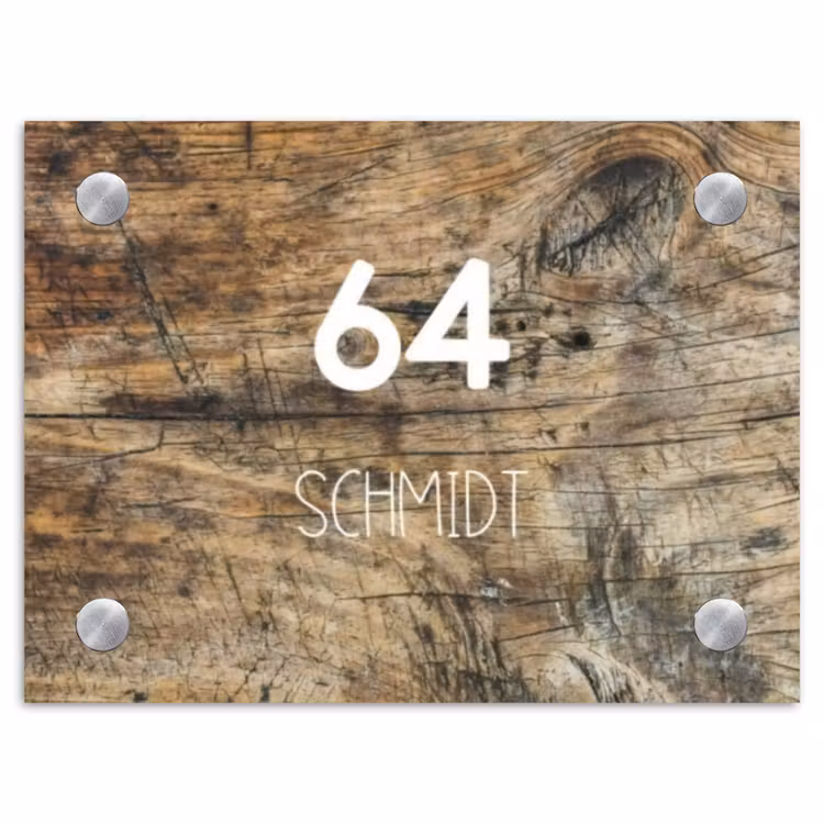 Verweerd hout - Modern Naambord Rechthoek middel -3d
