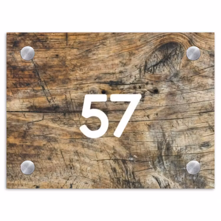 Verweerd hout - Traditioneel Naambord Rechthoek middel -3d