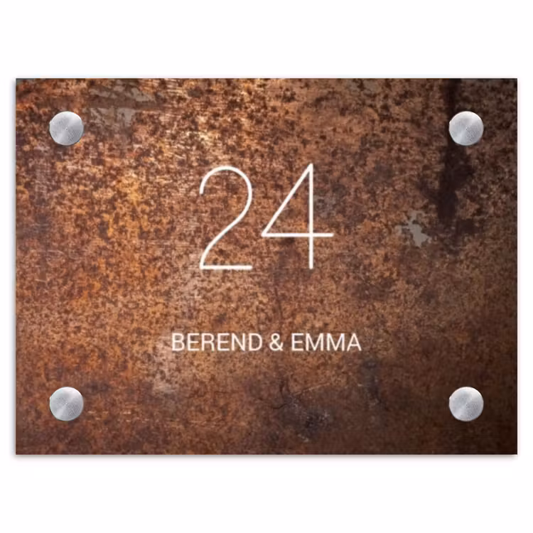 Verweerd metaal - Klassiek Naambord Rechthoek middel -3d