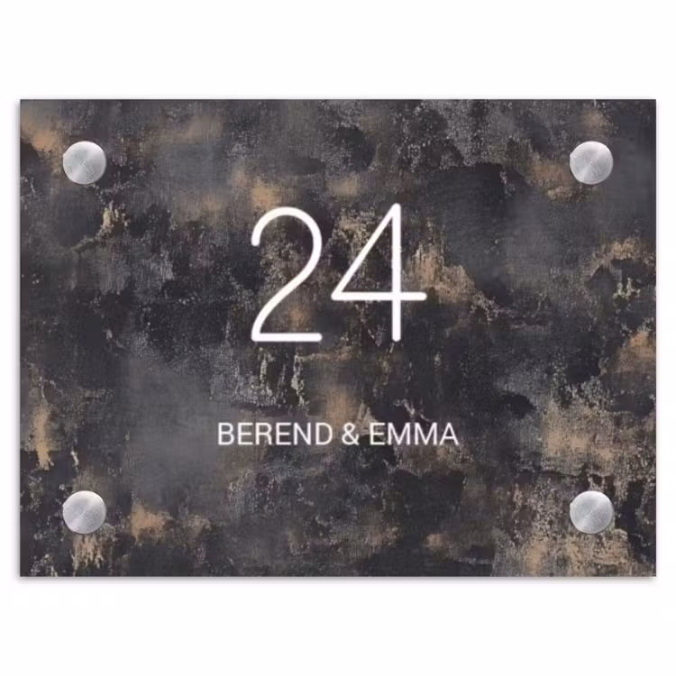 Verweerd metaal - Klassiek Naambord Rechthoek middel -3d