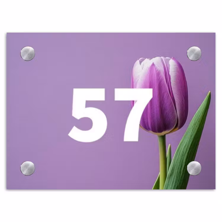 Paarse tulp - Traditioneel Naambord Rechthoek middel -3d