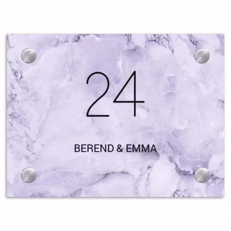 Paars marmer - Klassiek Naambord Rechthoek middel -3d