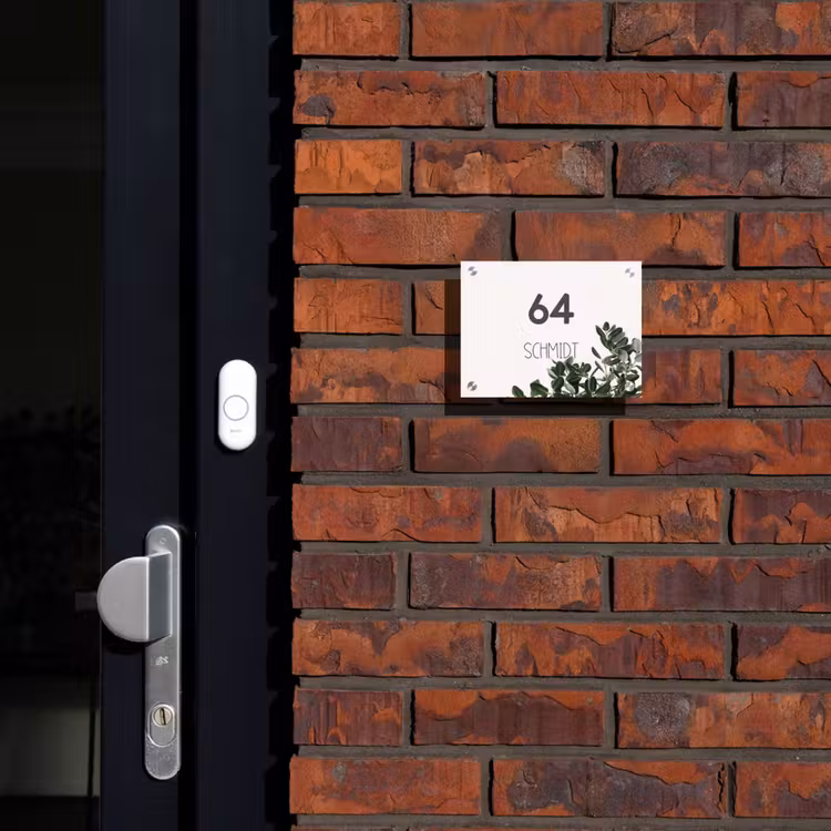 Wit met bladeren - Modern Naambord Rechthoek middel -sfeer1-rechthoek-S
