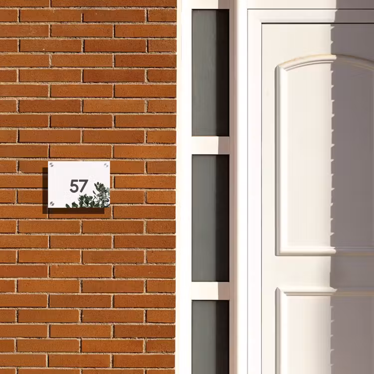 Wit met bladeren - Traditioneel Naambord Rechthoek middel -sfeer3-rechthoek-S