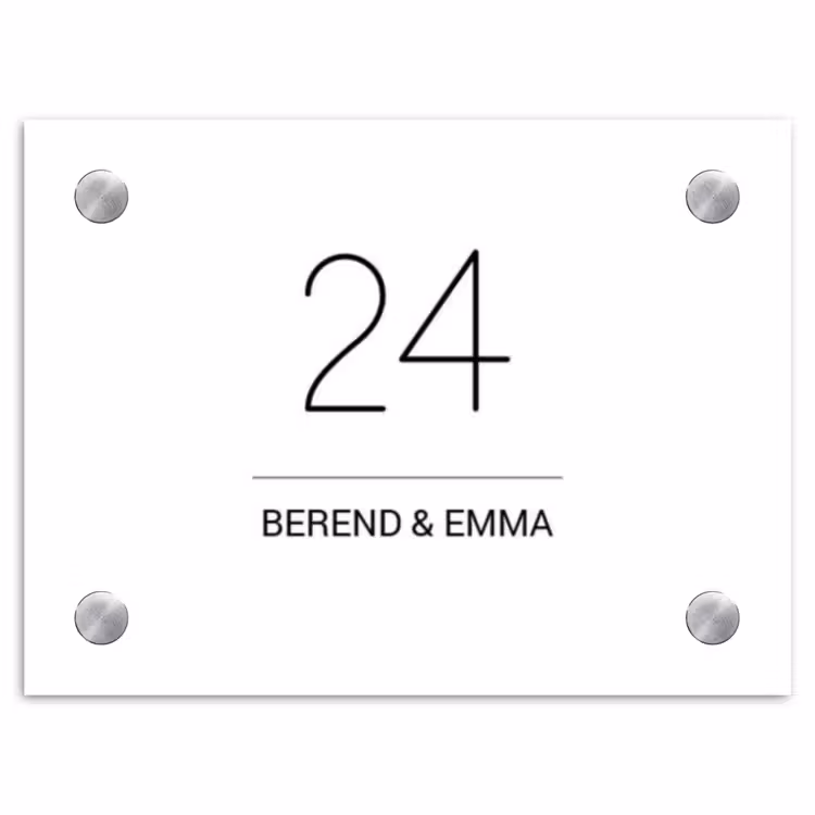 Wit vlak - Klassiek Naambord Rechthoek middel -3d