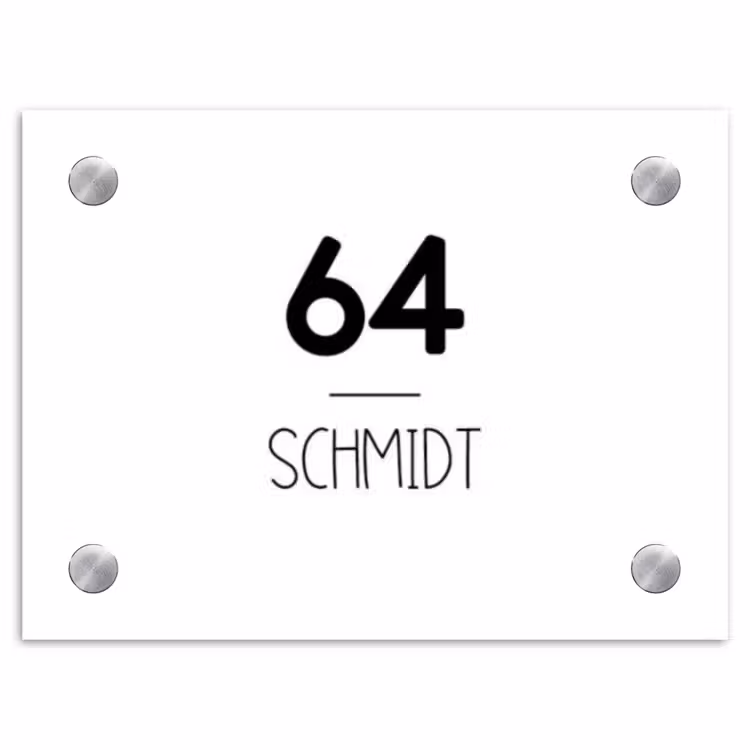 Wit vlak - Modern Naambord Rechthoek middel -3d