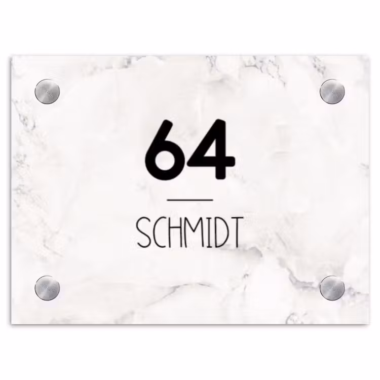 Wit marmer - Modern Naambord Rechthoek middel -3d