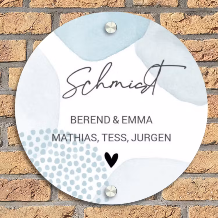 Abstract blauw - Sierlijk Naambord Rond klein -sfeer1