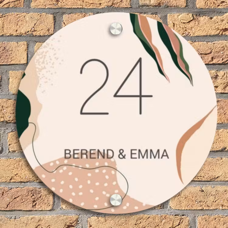 Abstract - Stippen - Klassiek Naambord Rond klein -sfeer1