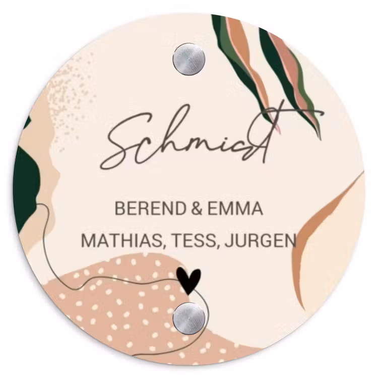 Abstract - Stippen - Sierlijk Naambord Rond klein -3d