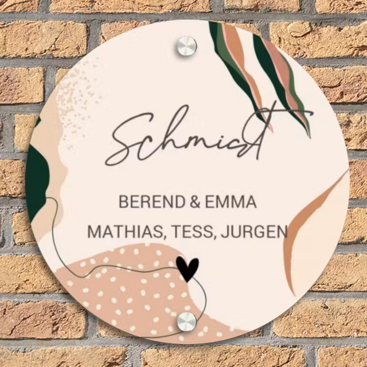 Abstract - Stippen - Sierlijk Naambord Rond klein -sfeer1