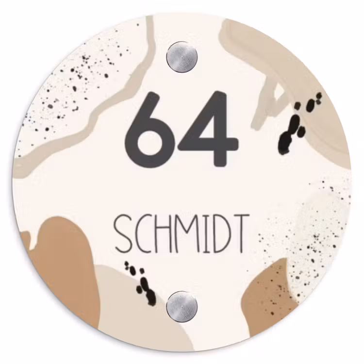 Abstracte vormen - Modern Naambord Rond klein -3d