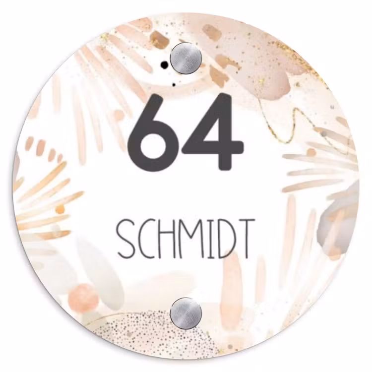 Abstract beige - Modern Naambord Rond klein -3d