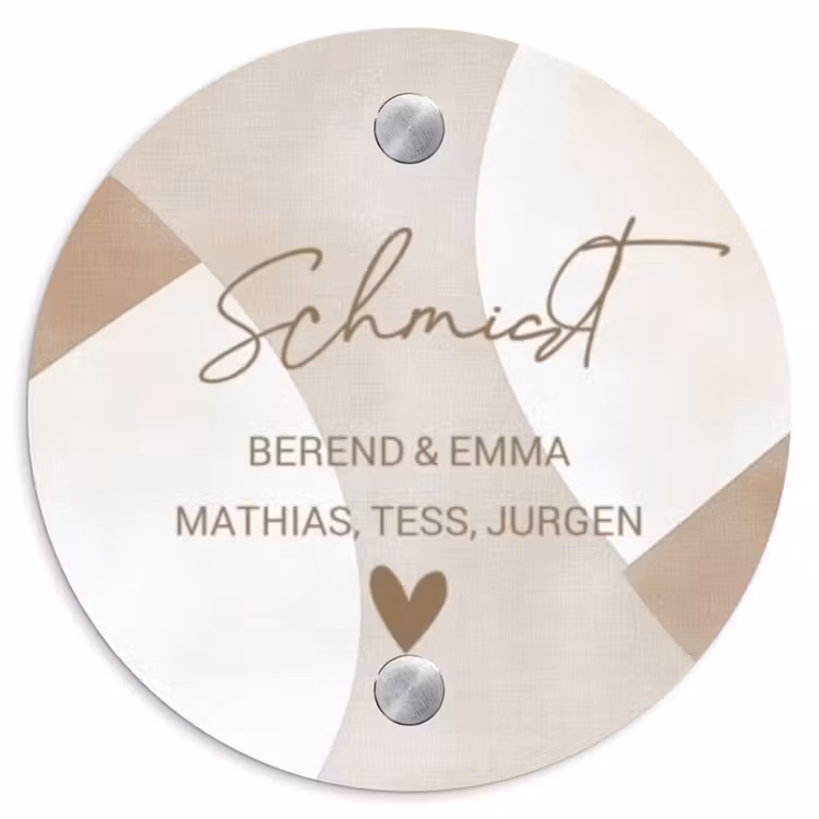 Abstract beige - Sierlijk Naambord Rond klein -3d