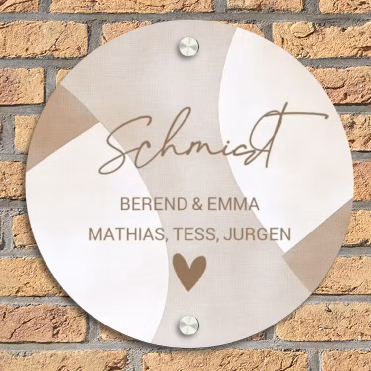 Abstract beige - Sierlijk Naambord Rond klein -sfeer1