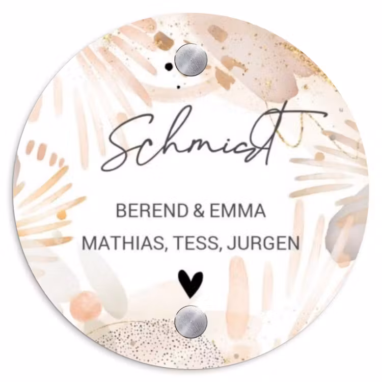 Abstract beige - Sierlijk Naambord Rond klein -3d