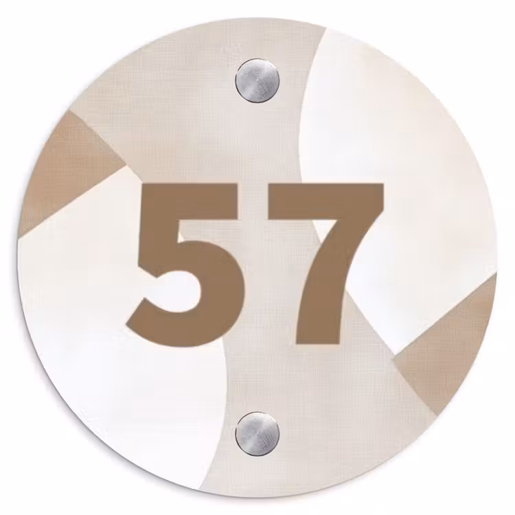 Abstract beige - Traditioneel Naambord Rond klein -3d