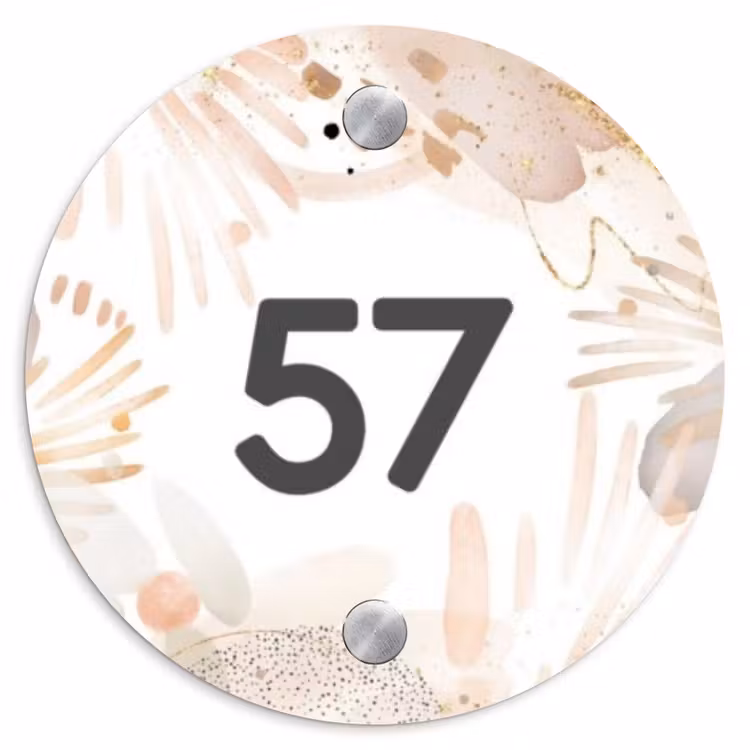Abstract beige - Traditioneel Naambord Rond klein -3d
