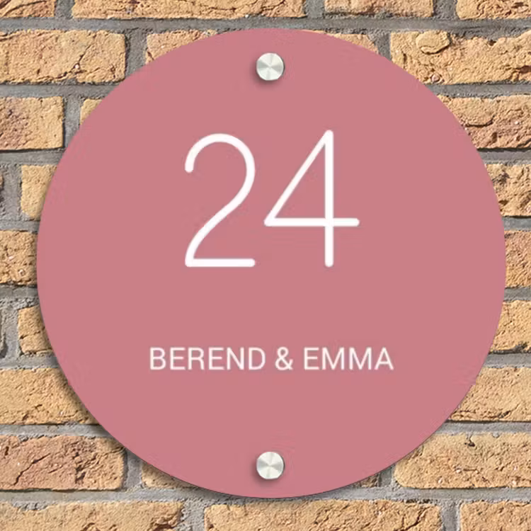 Oudroze - Klassiek Naambord Rond klein -sfeer1