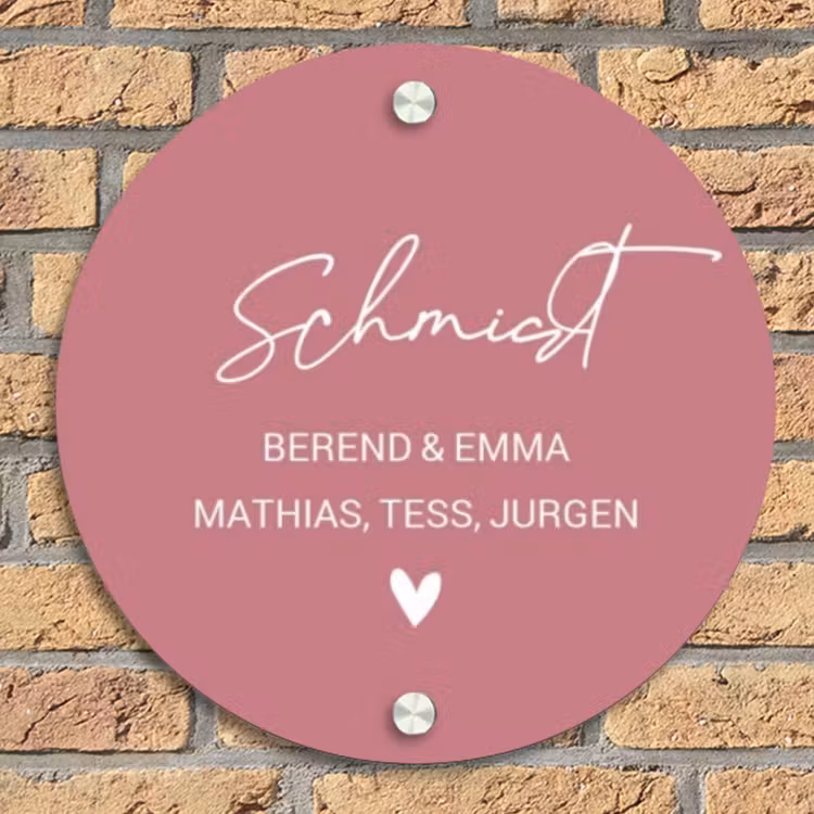 Oudroze - Sierlijk Naambord Rond klein -sfeer1