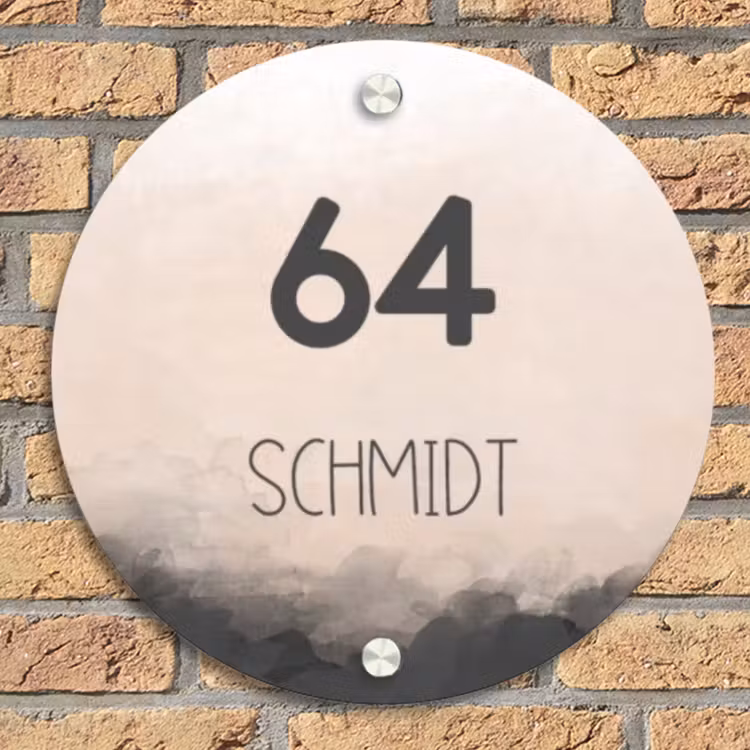 Aquarel - Beige - Modern Naambord Rond klein -sfeer1