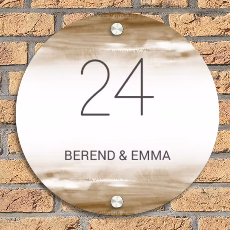 Aquarelachtergrond - Bruin - Klassiek Naambord Rond klein -sfeer1