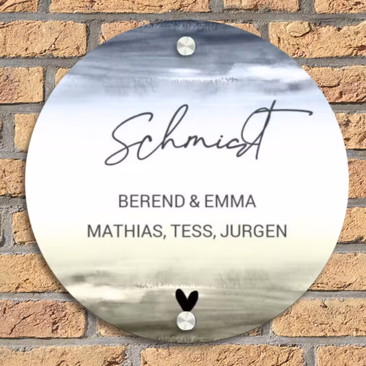 Aquarelachtergrond - Sierlijk Naambord Rond klein -sfeer1