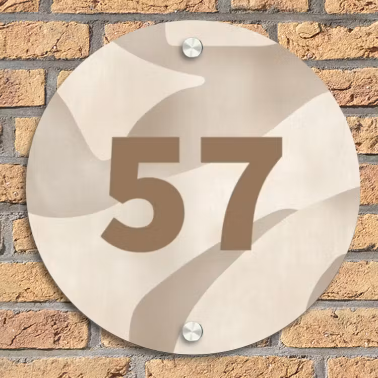 Beige organisch - Traditioneel Naambord Rond klein -sfeer1