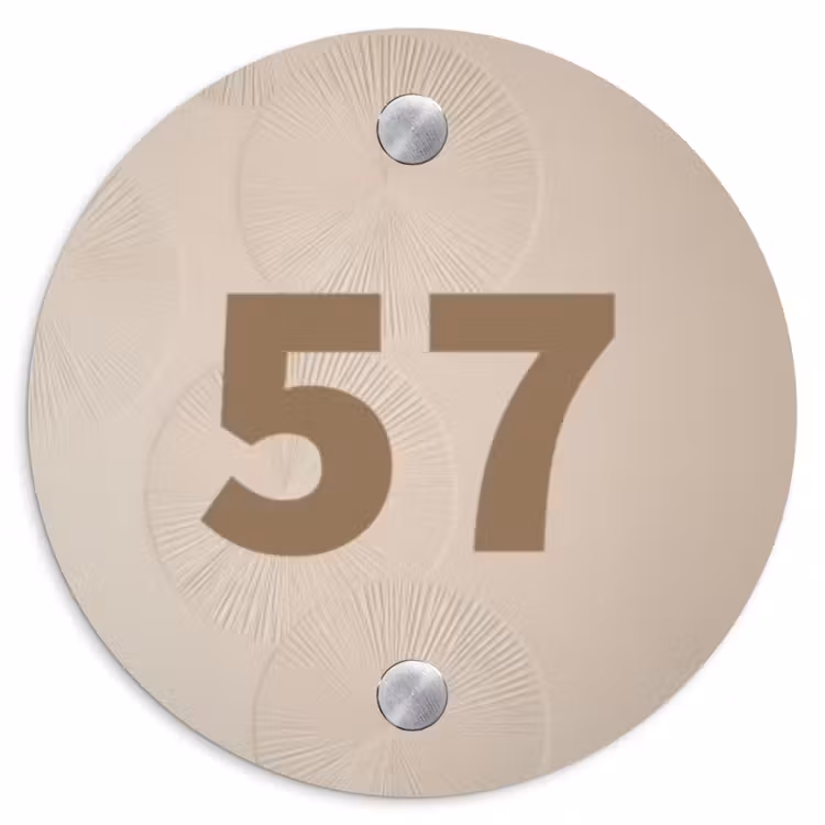Beige reliëf lijnen - Traditioneel Naambord Rond klein -3d
