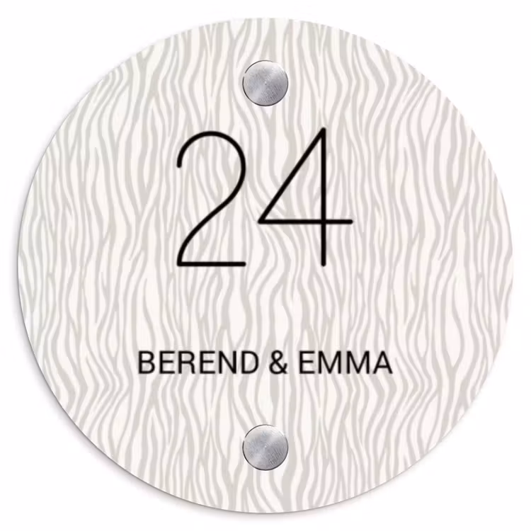 Beige golvende strepen - Klassiek Naambord Rond klein -3d