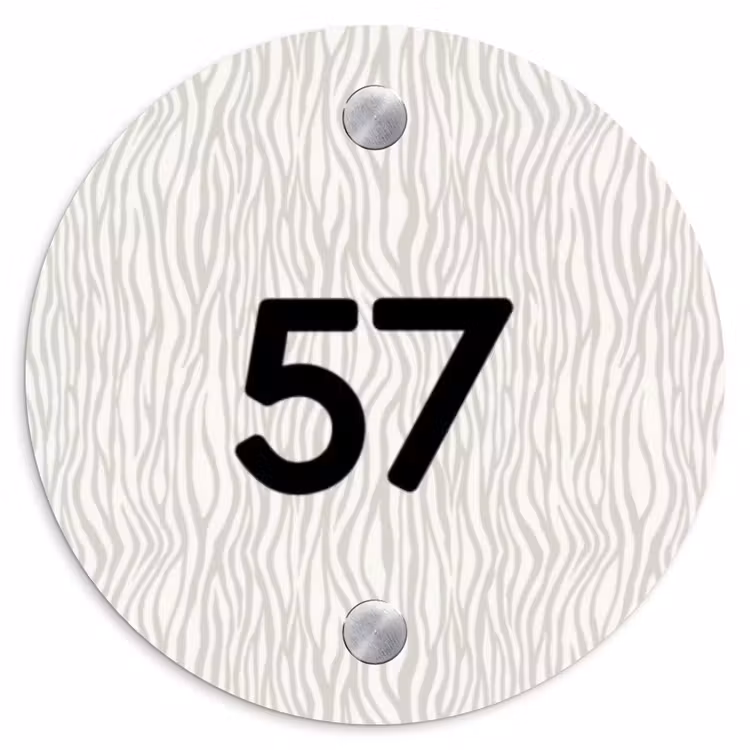 Beige golvende strepen - Traditioneel Naambord Rond klein -3d