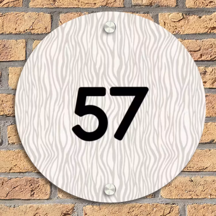 Beige golvende strepen - Traditioneel Naambord Rond klein -sfeer1