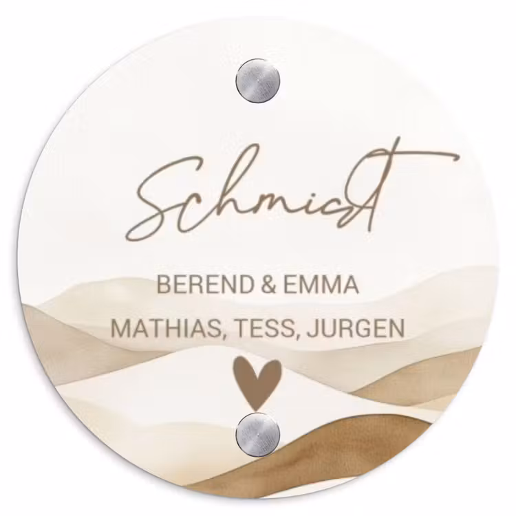 Beige landschap - Sierlijk Naambord Rond klein -3d