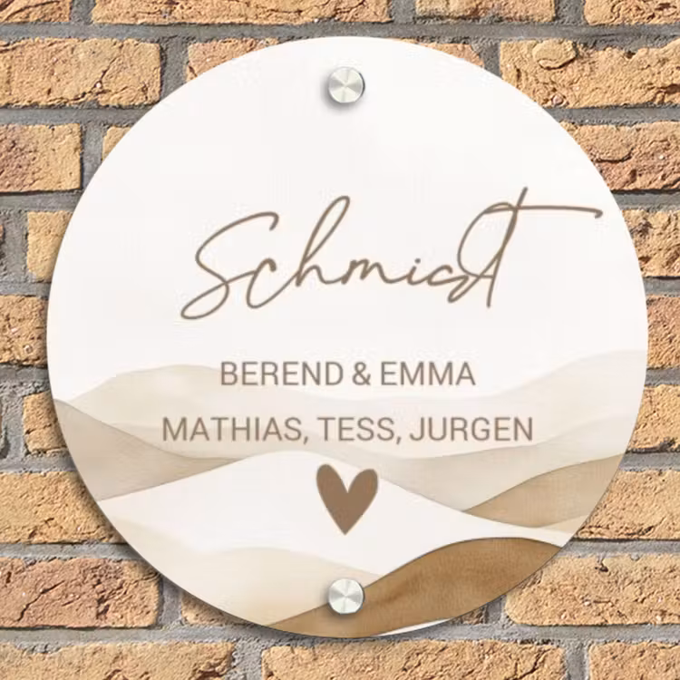 Beige landschap - Sierlijk Naambord Rond klein -sfeer1