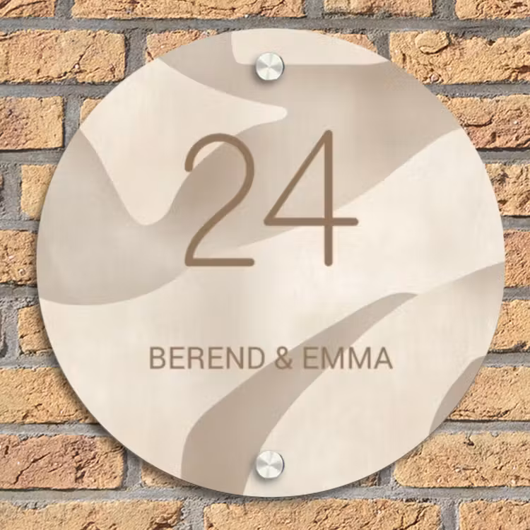 Beige organisch - Klassiek Naambord Rond klein -sfeer1