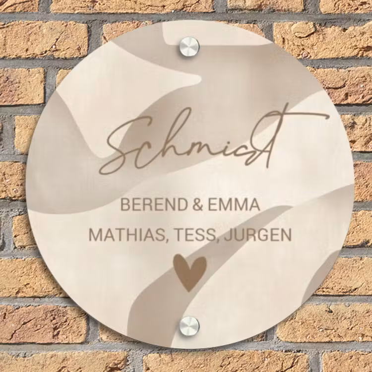Beige organisch - Sierlijk Naambord Rond klein -sfeer1