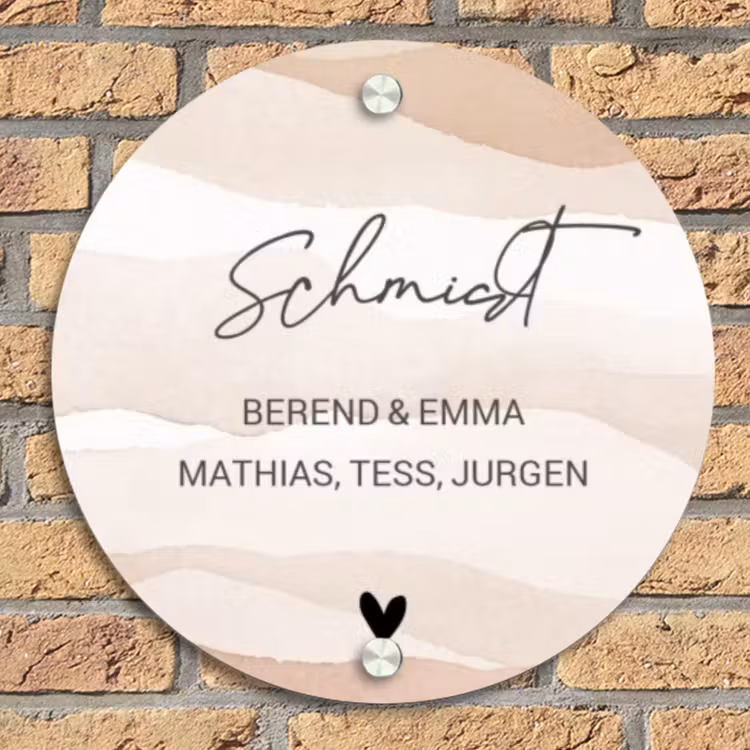 Beige lagen - Sierlijk Naambord Rond klein -sfeer1