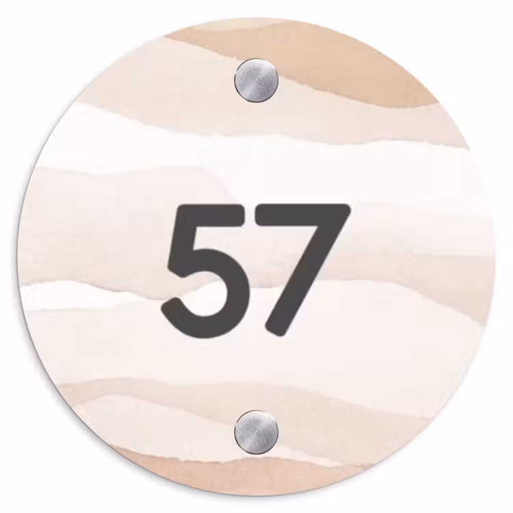 Beige lagen - Traditioneel Naambord Rond klein -3d