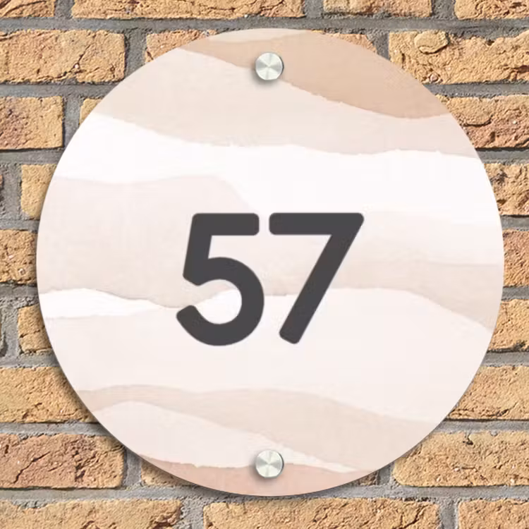 Beige lagen - Traditioneel Naambord Rond klein -sfeer1