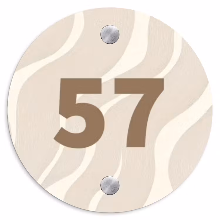 Beige golven - Traditioneel Naambord Rond klein -3d