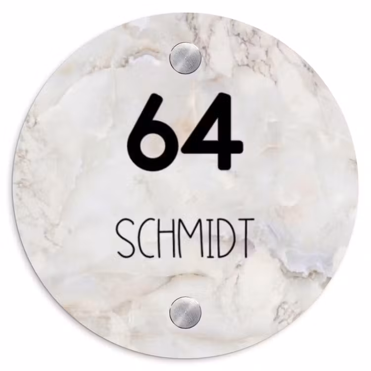 Beige marmer - Traditioneel Naambord Rond klein -3d