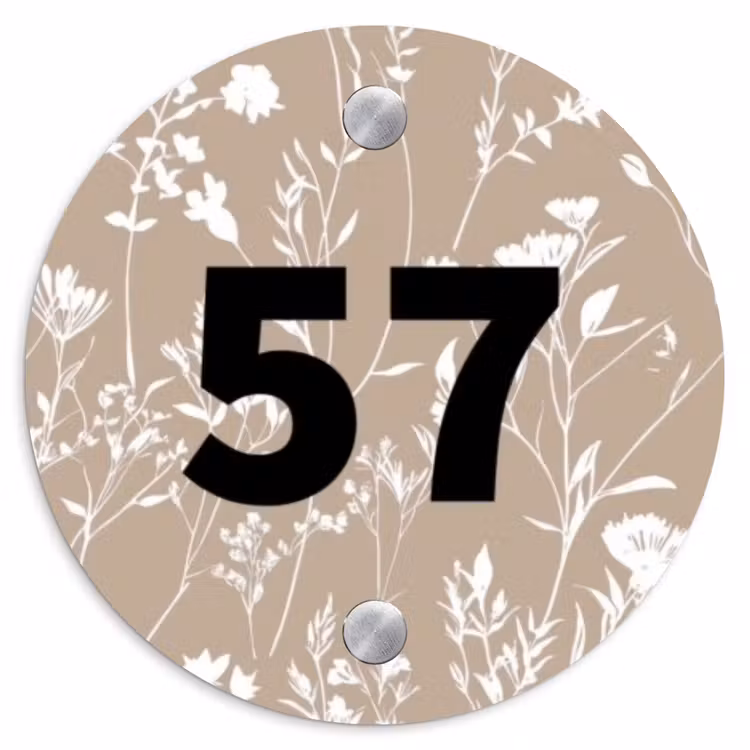 Beiges Blumenmuster - Traditionell Naambord Rond klein -3d