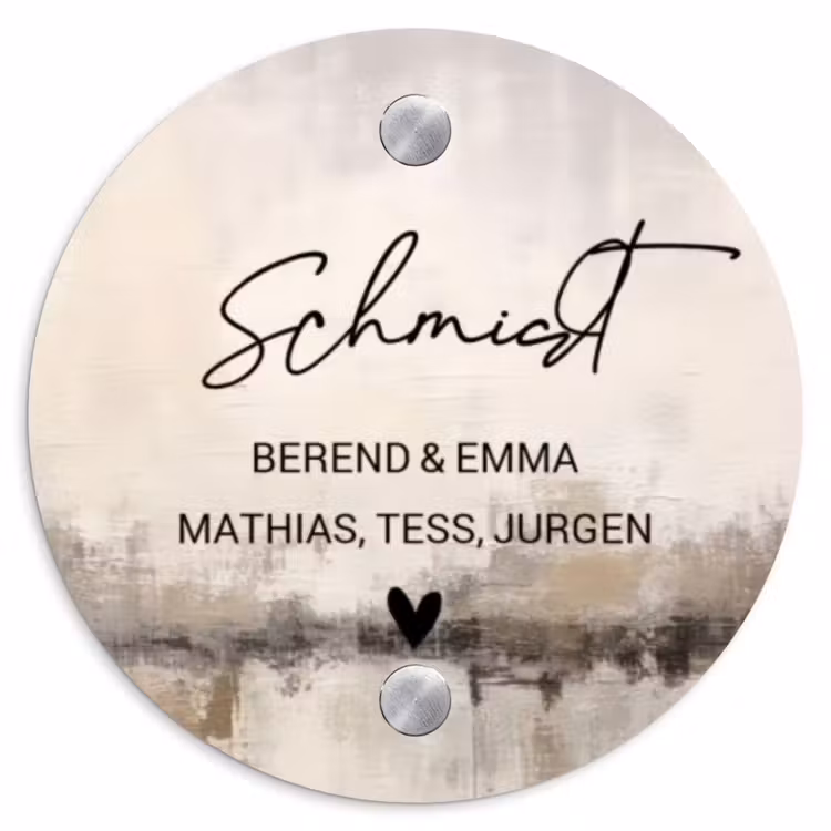 Geschilderd - Sierlijk Naambord Rond klein -3d