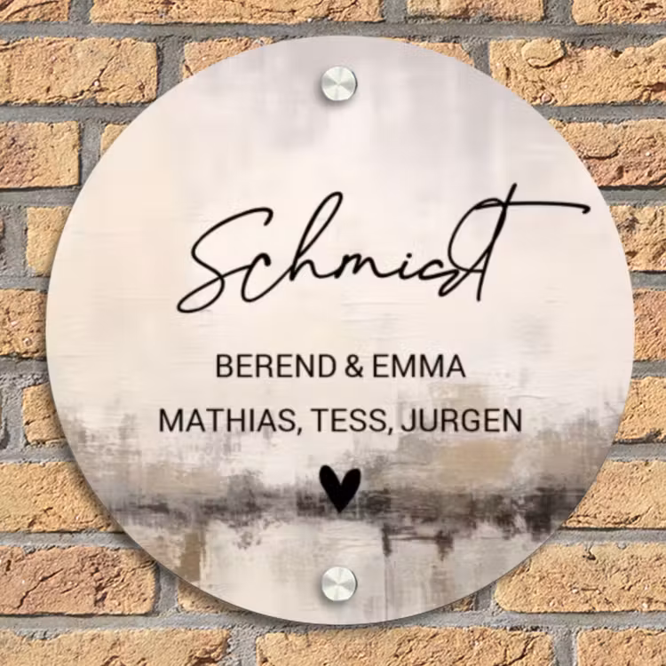 Geschilderd - Sierlijk Naambord Rond klein -sfeer1